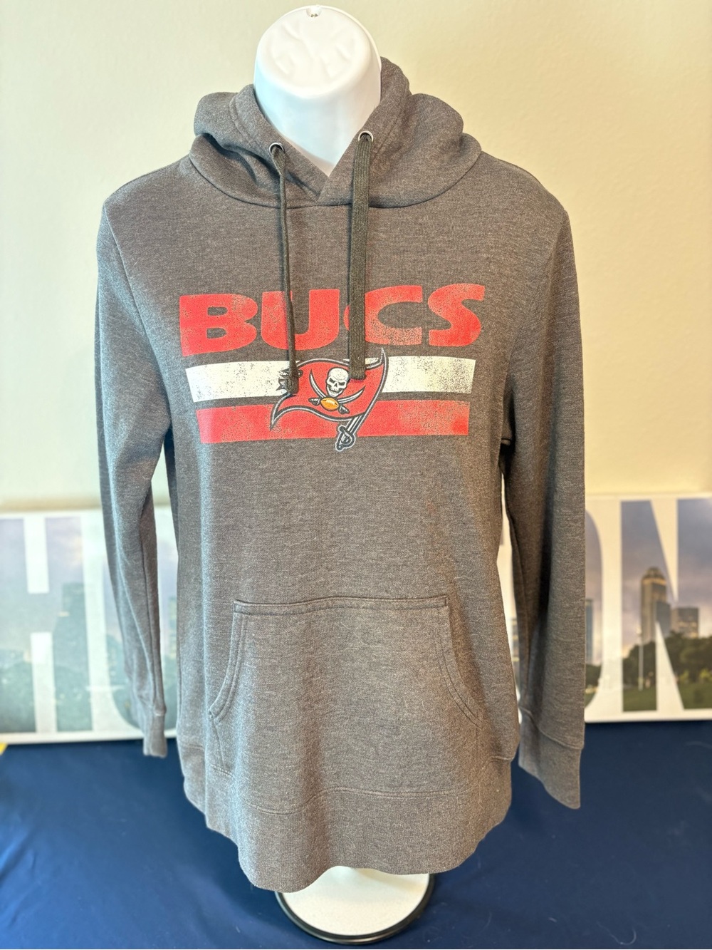 Fanatics Gray Hoodie with Red & White Buccaneers Logo